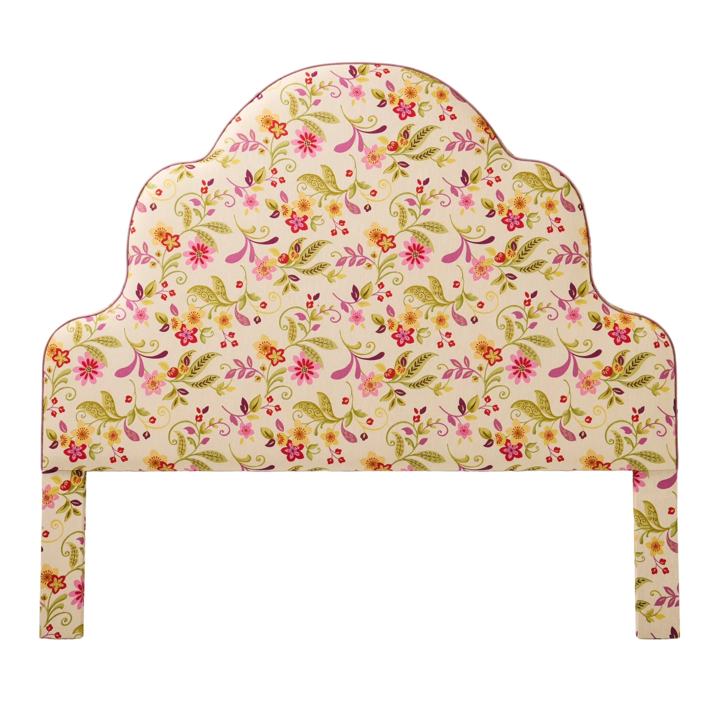 70"H King Headboard in Floral Fabriccut Fabric - Lavender Trim
