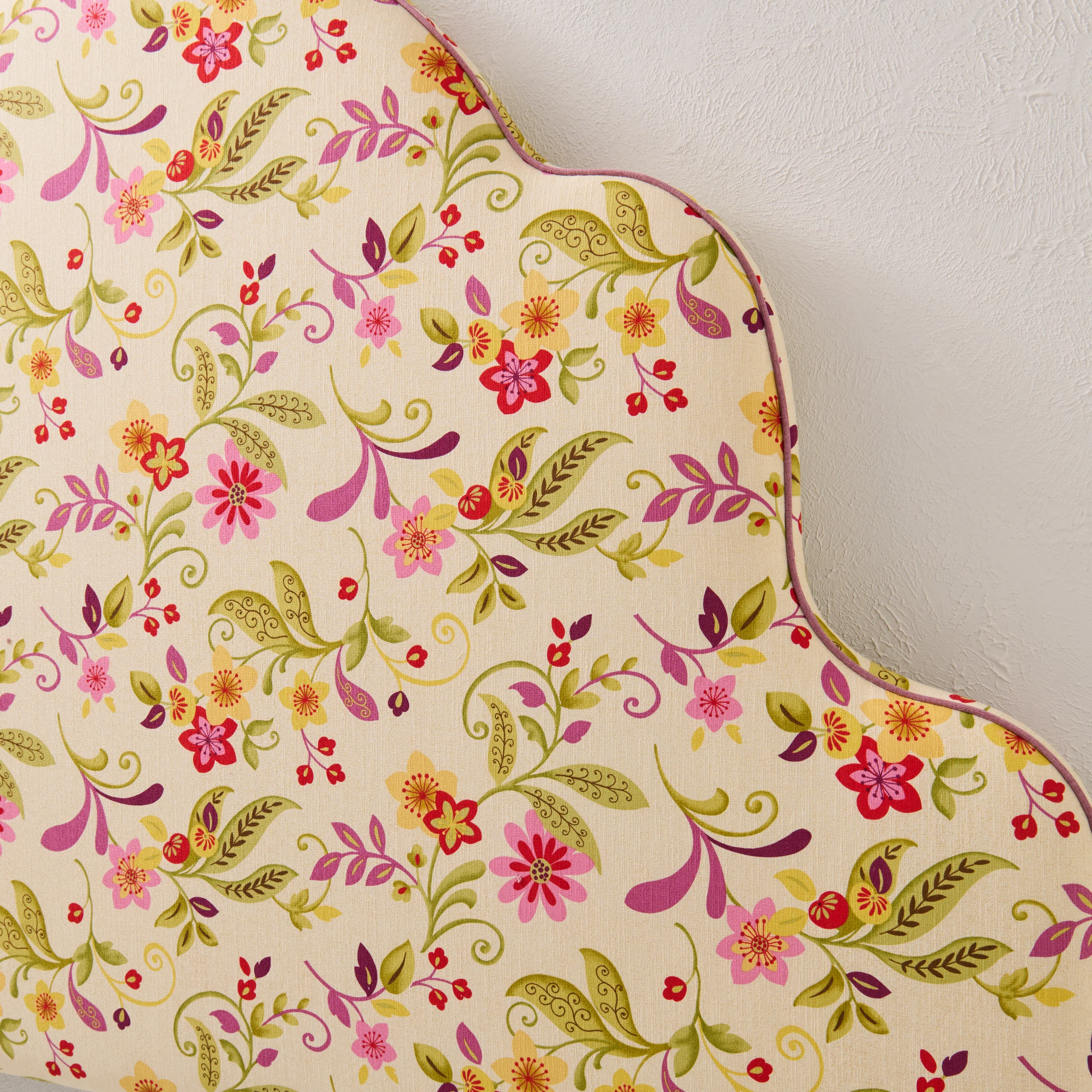 70"H King Headboard in Floral Fabriccut Fabric - Lavender Trim - Image 7