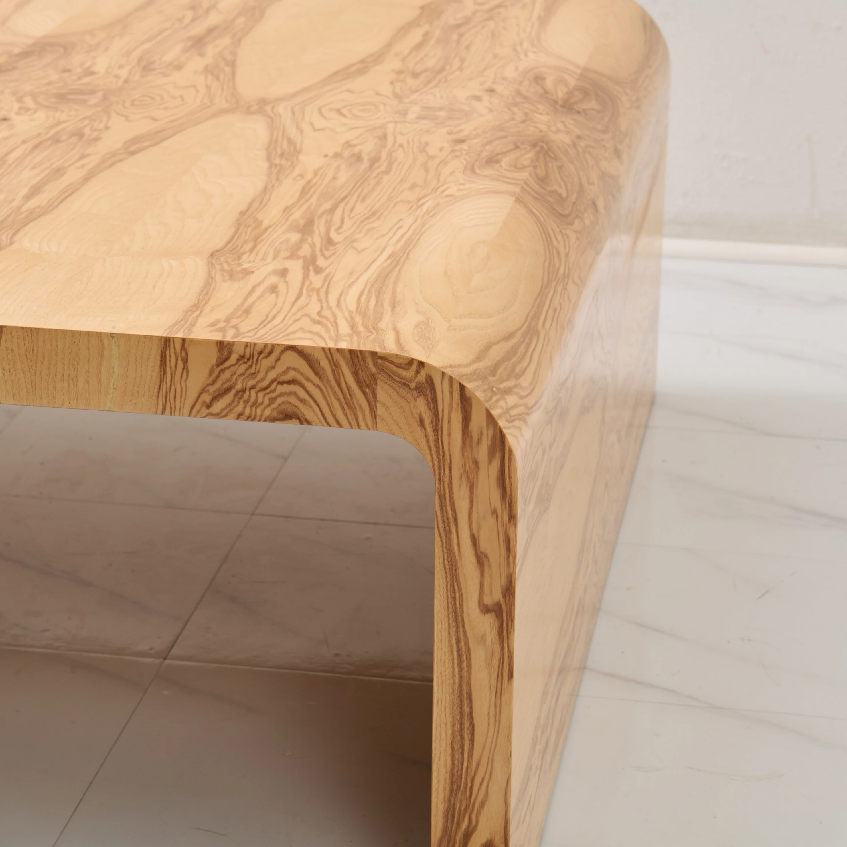Custom Olive Ash Burlwood Coffee Table – Amber Finish - Image 3