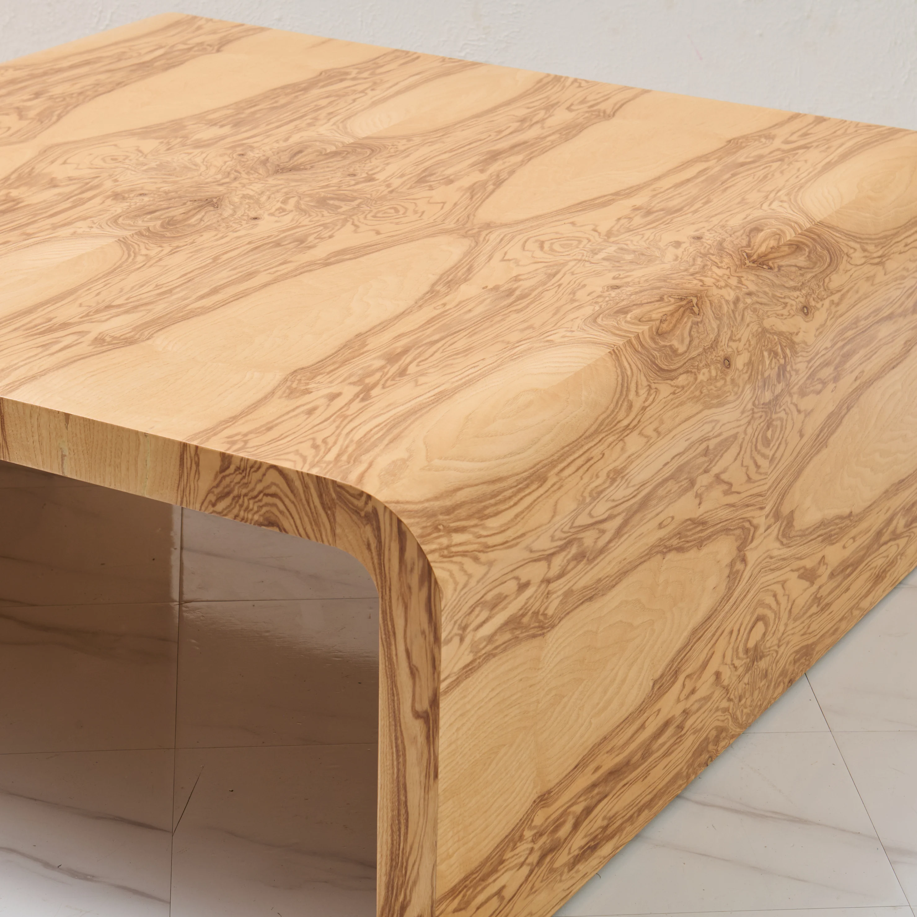 Custom Olive Ash Burlwood Coffee Table – Amber Finish - Image 4