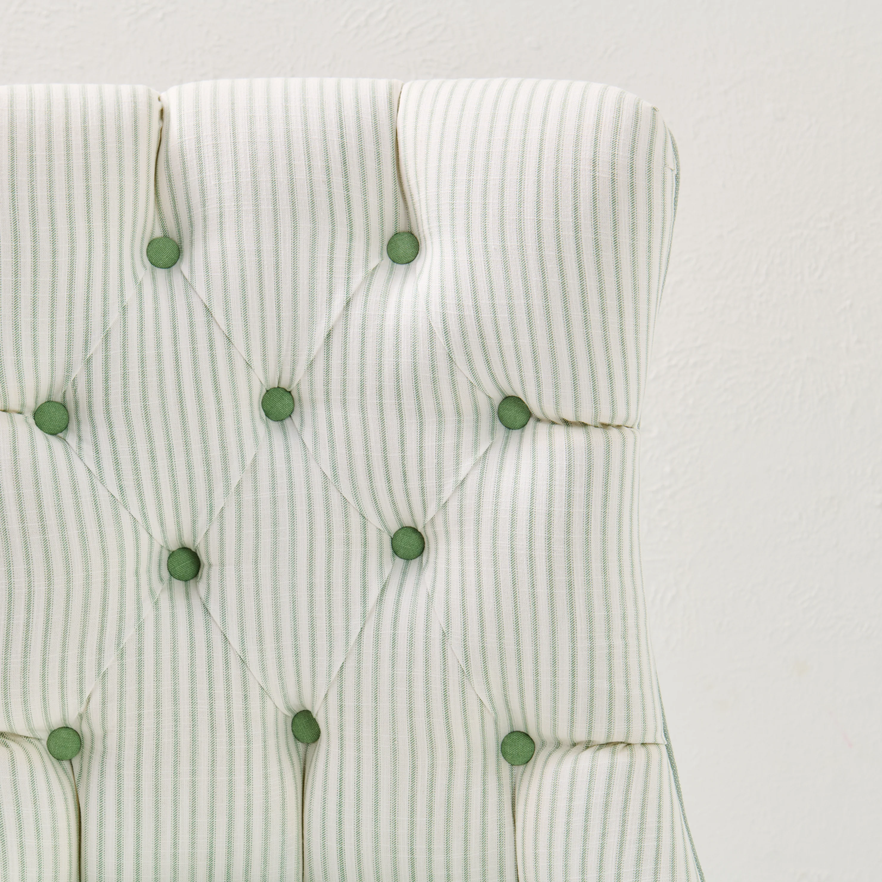 Custom Skirted Vanity Chair / Stool in Classic Green Striped- Pistachio Trim - Image 7