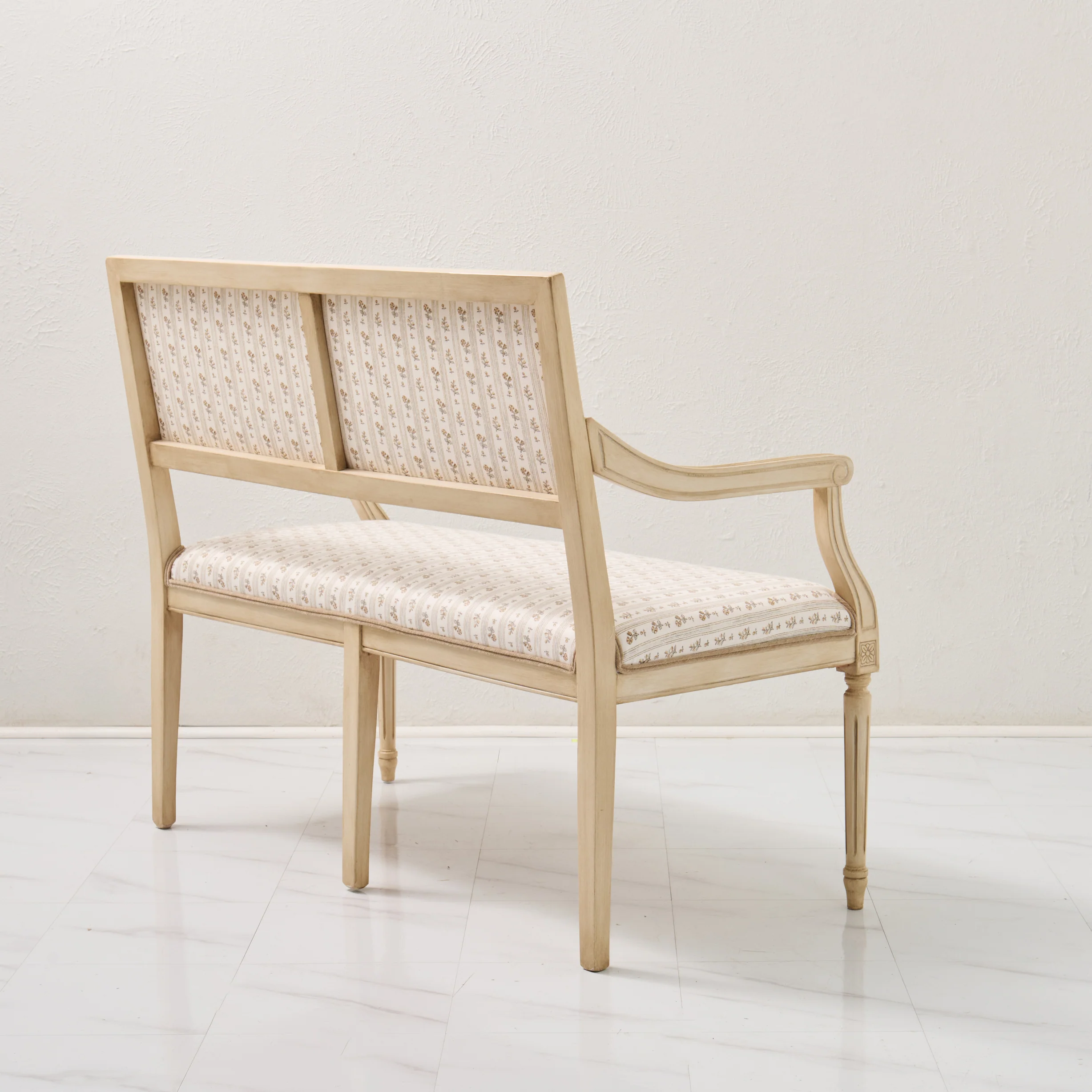 Italian Carved Upholstered Bench in Schumacher Fabric - Image 11