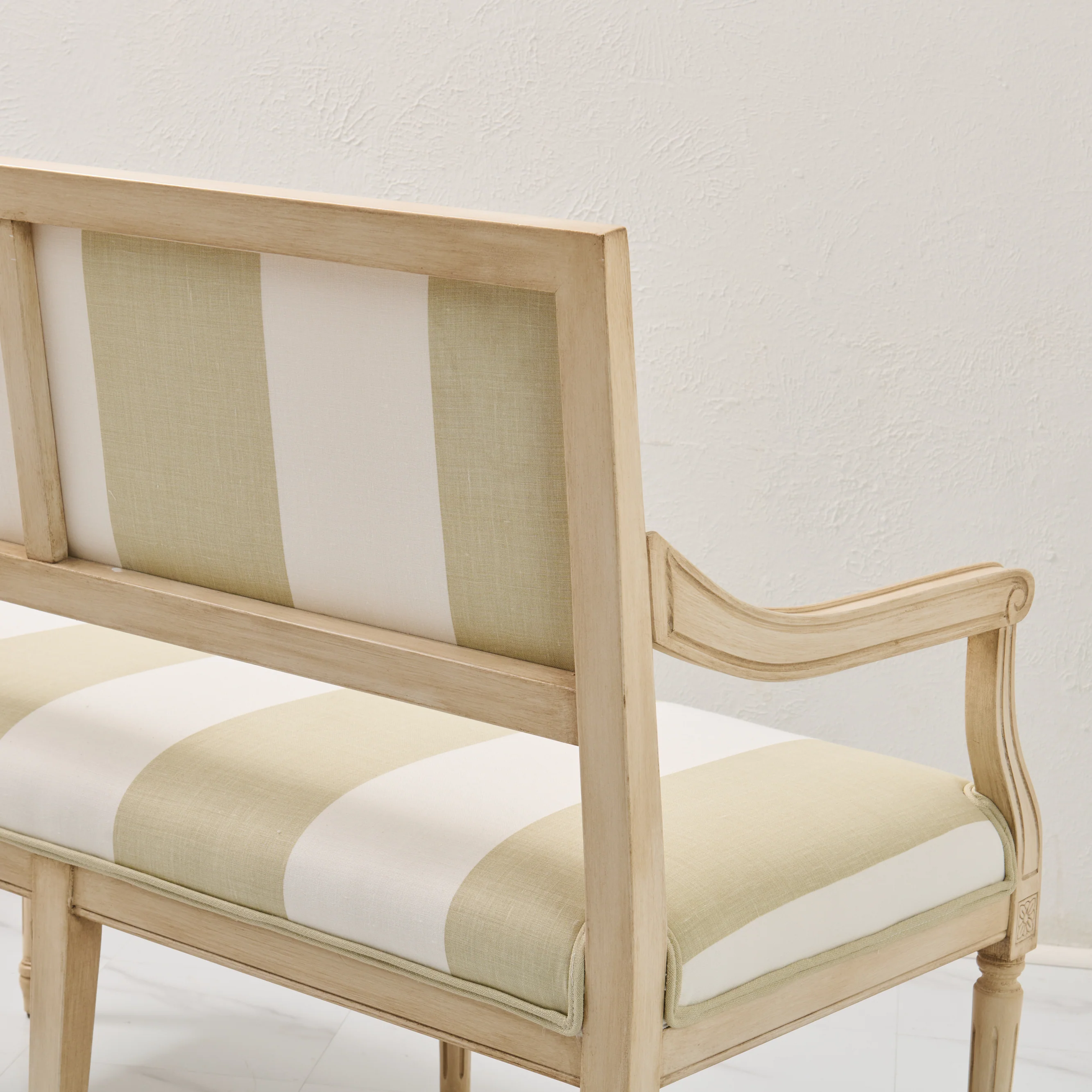 Italian Carved Upholstered Bench in Schumacher Fabric - Image 8
