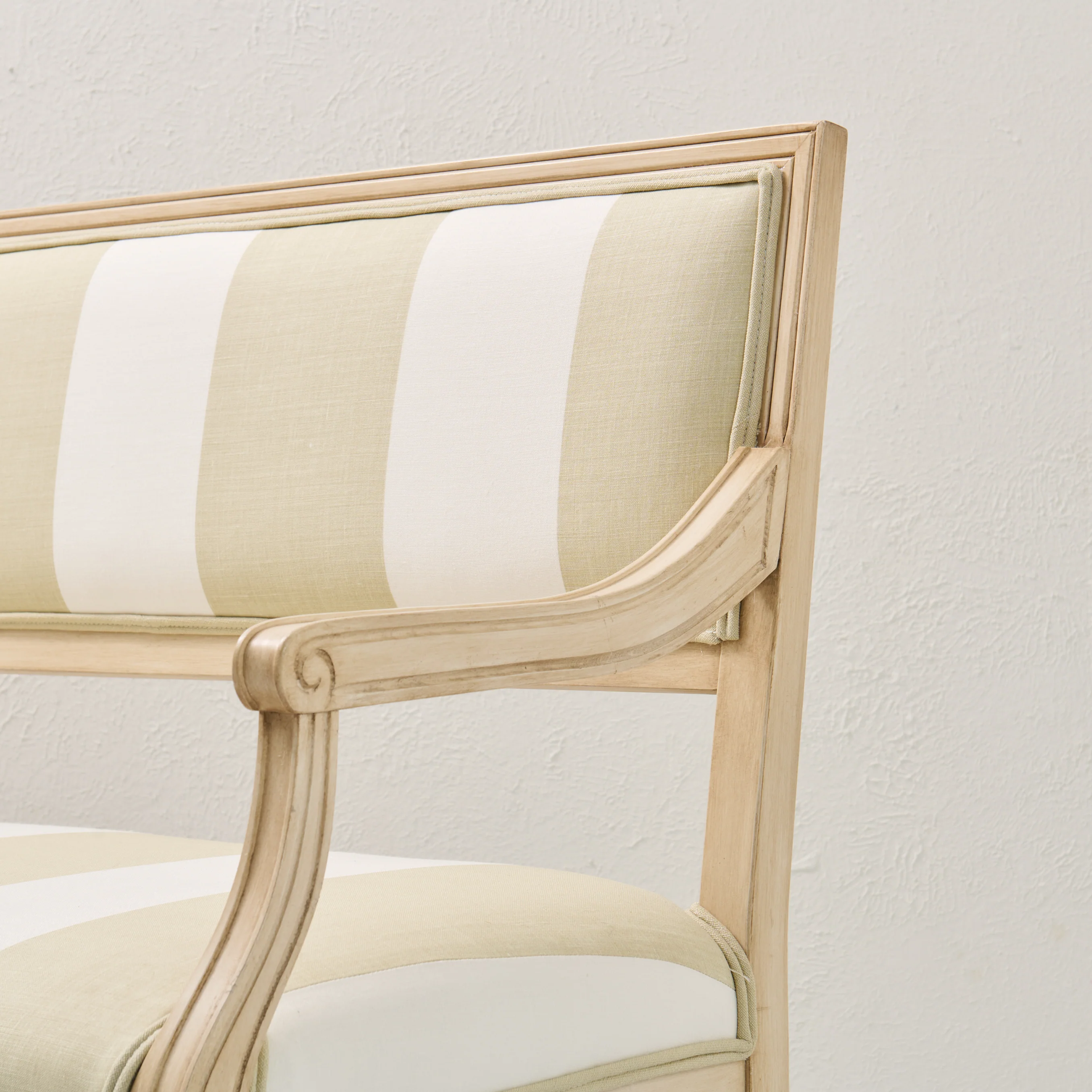 Italian Carved Upholstered Bench in Schumacher Fabric - Image 9