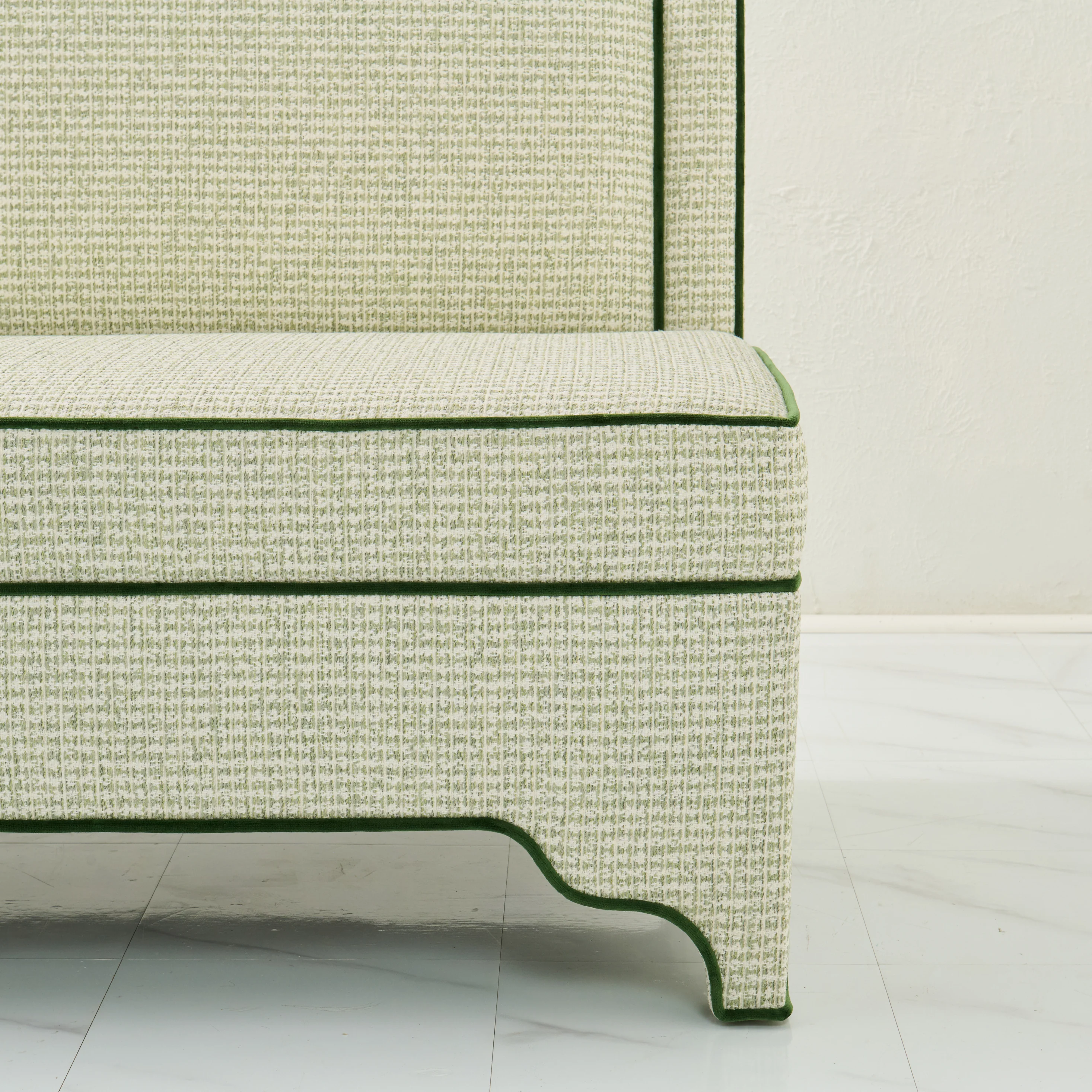 Addison Banquette – Performance Thibaut Fabric - Green Trim - Image 2