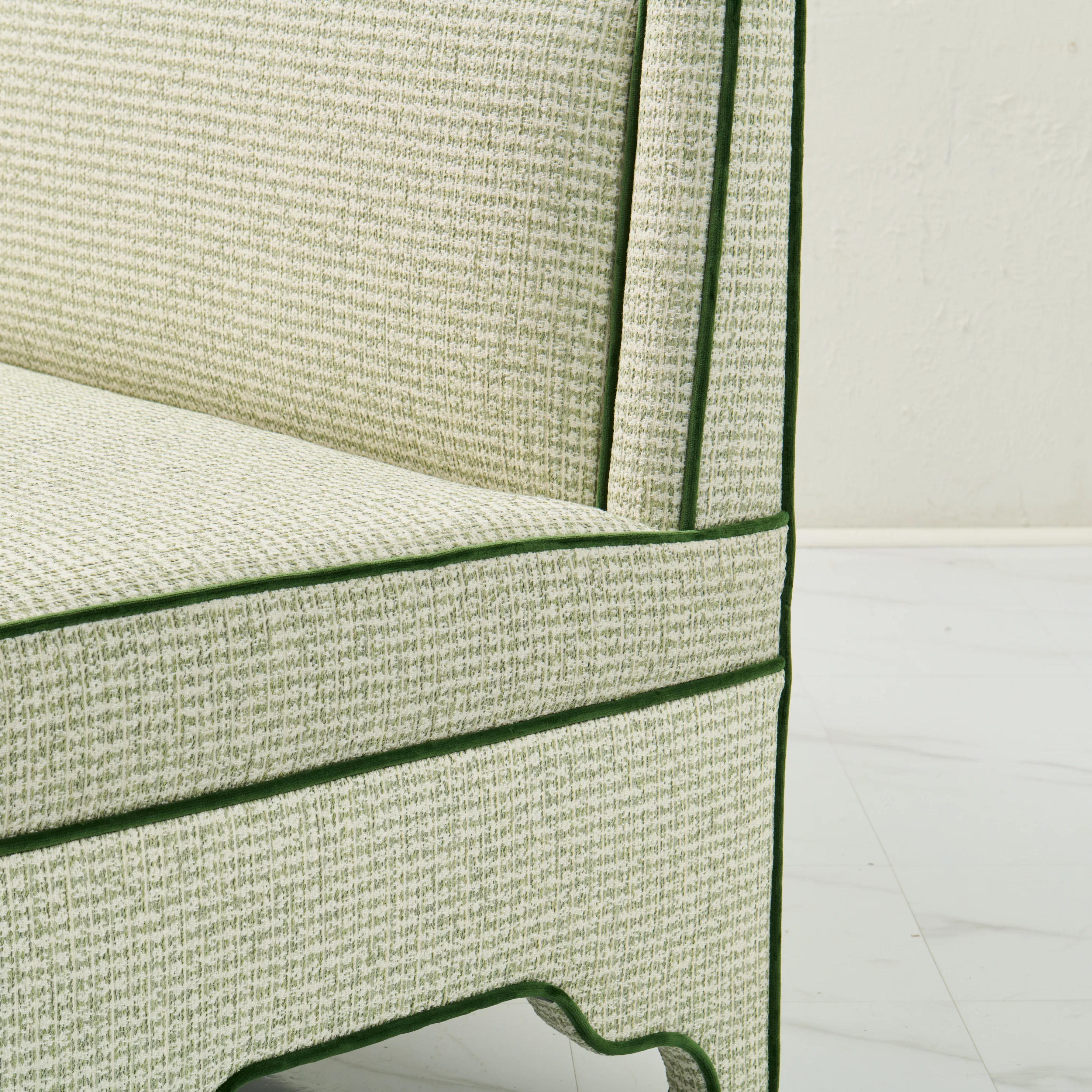 Addison Banquette – Performance Thibaut Fabric - Green Trim - Image 3