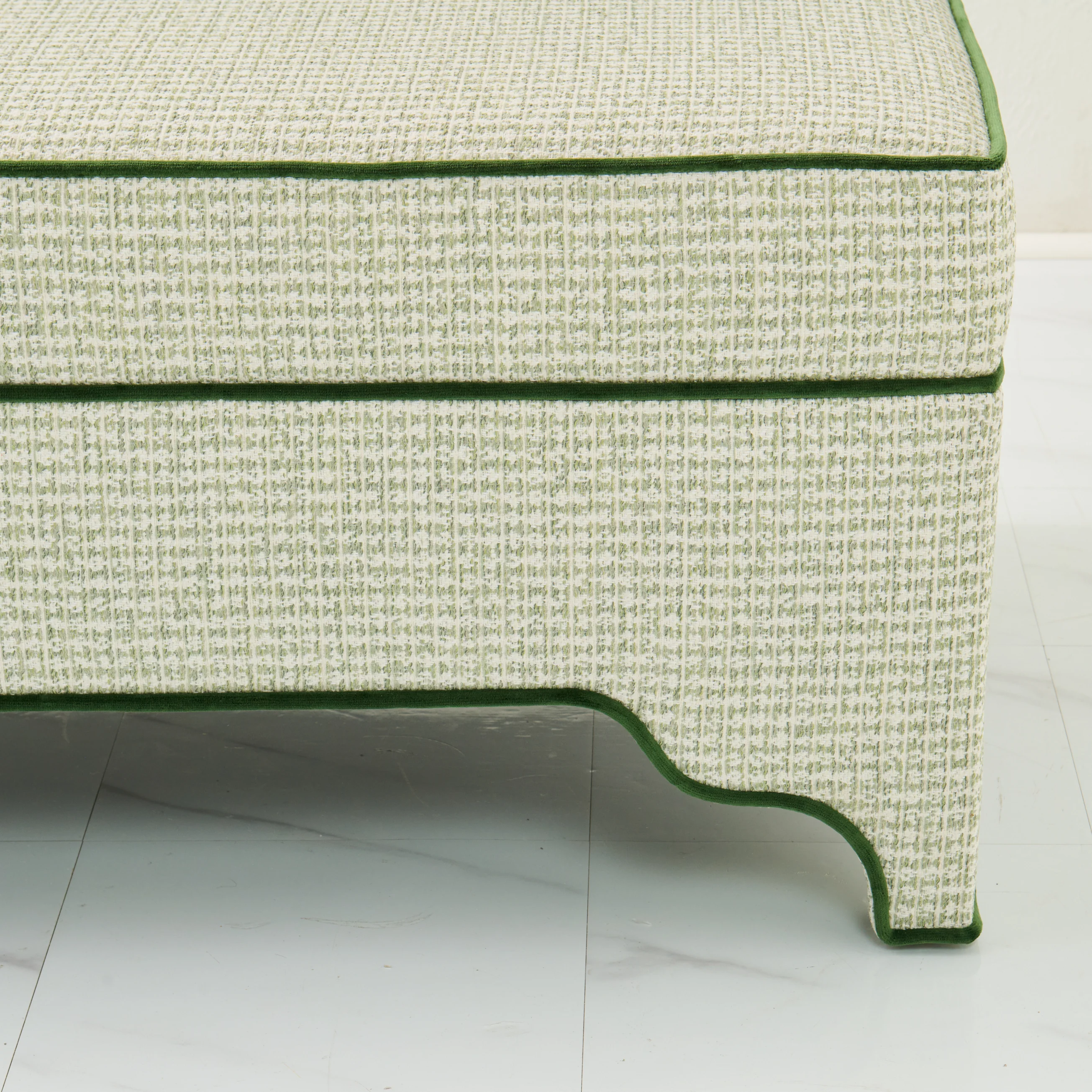 Addison Banquette – Performance Thibaut Fabric - Green Trim - Image 5