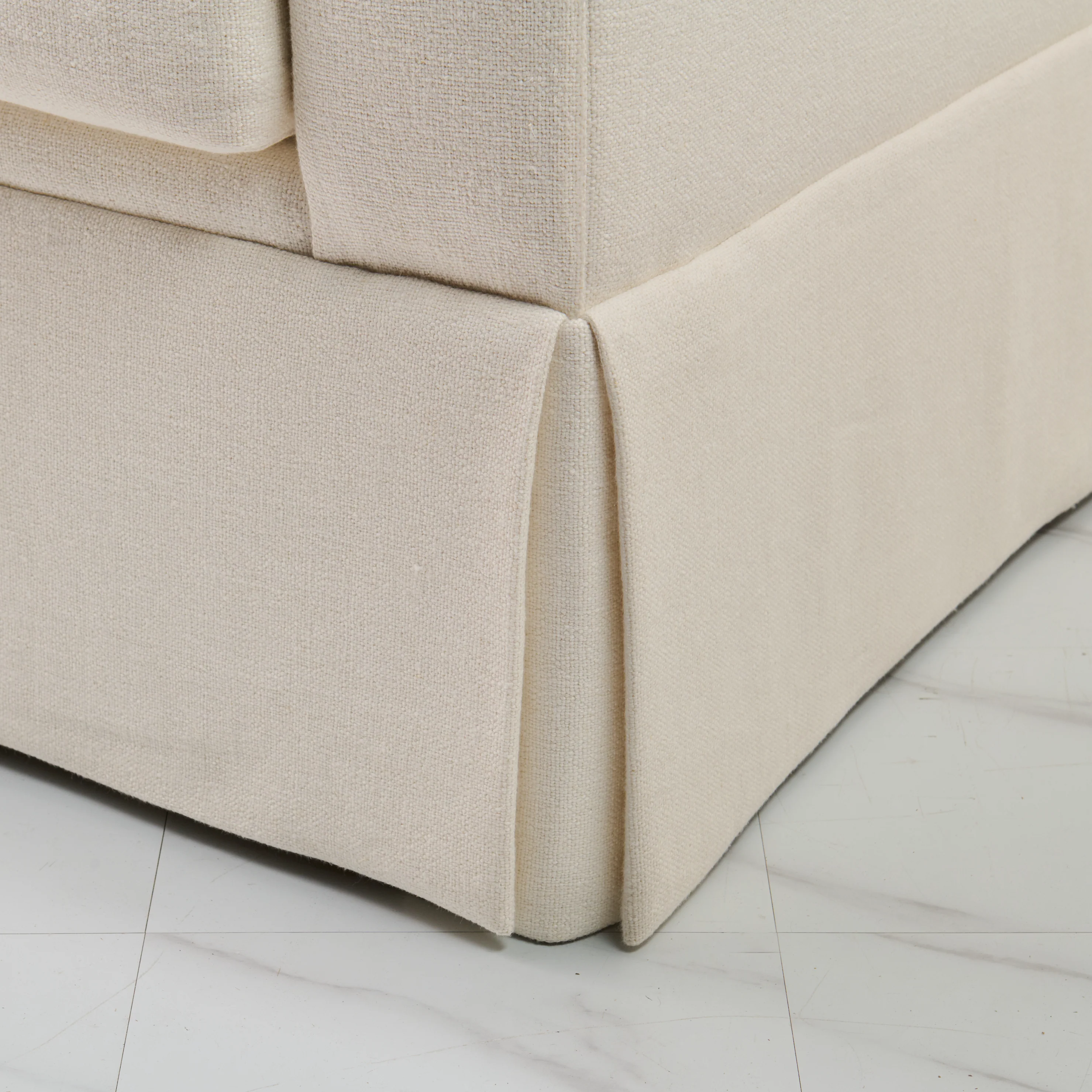 Luxe Feather-Seat Skirted Sofa in Upholstery Linen Fabric – Custom Built - Image 7