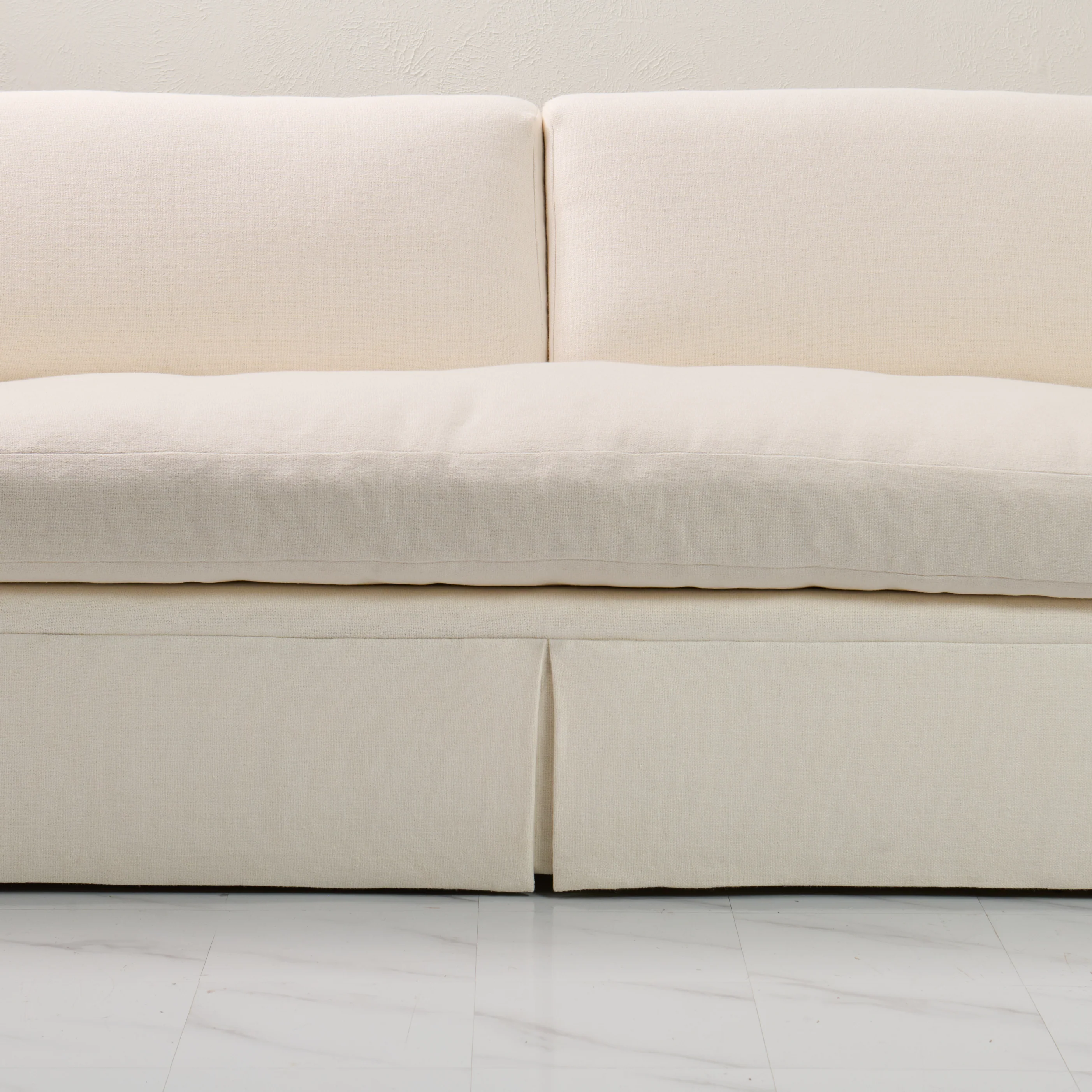 Luxe Feather-Seat Skirted Sofa in Upholstery Linen Fabric – Custom Built - Image 9