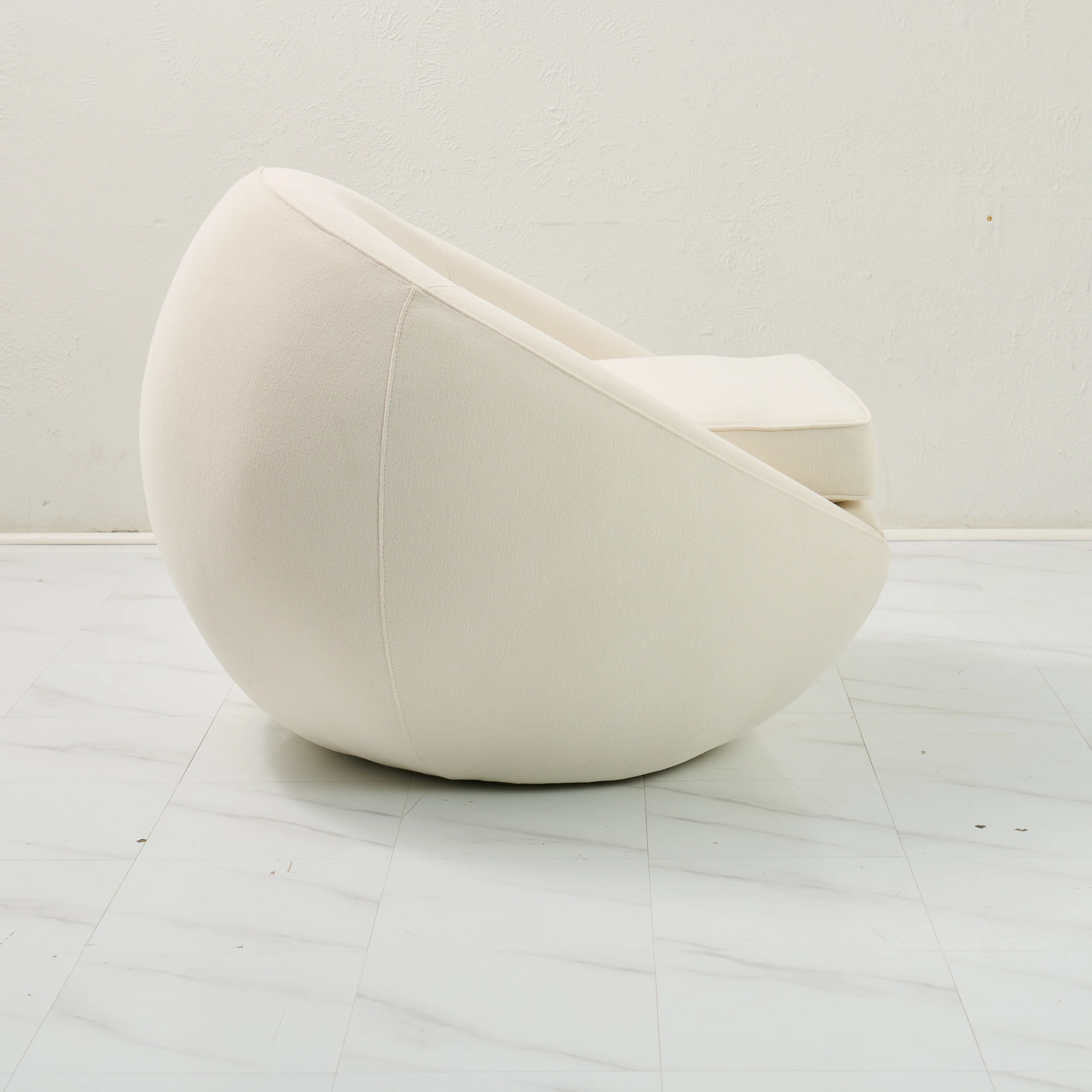 Modern Stationary Pod Chairs - Cream Upholstered Lounge Accent Chair - Image 6