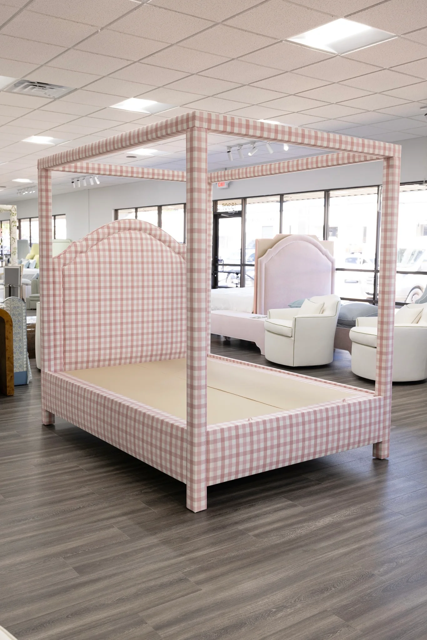Queen Canopy Bed - Upholstered in Anne French Fabric - Image 7