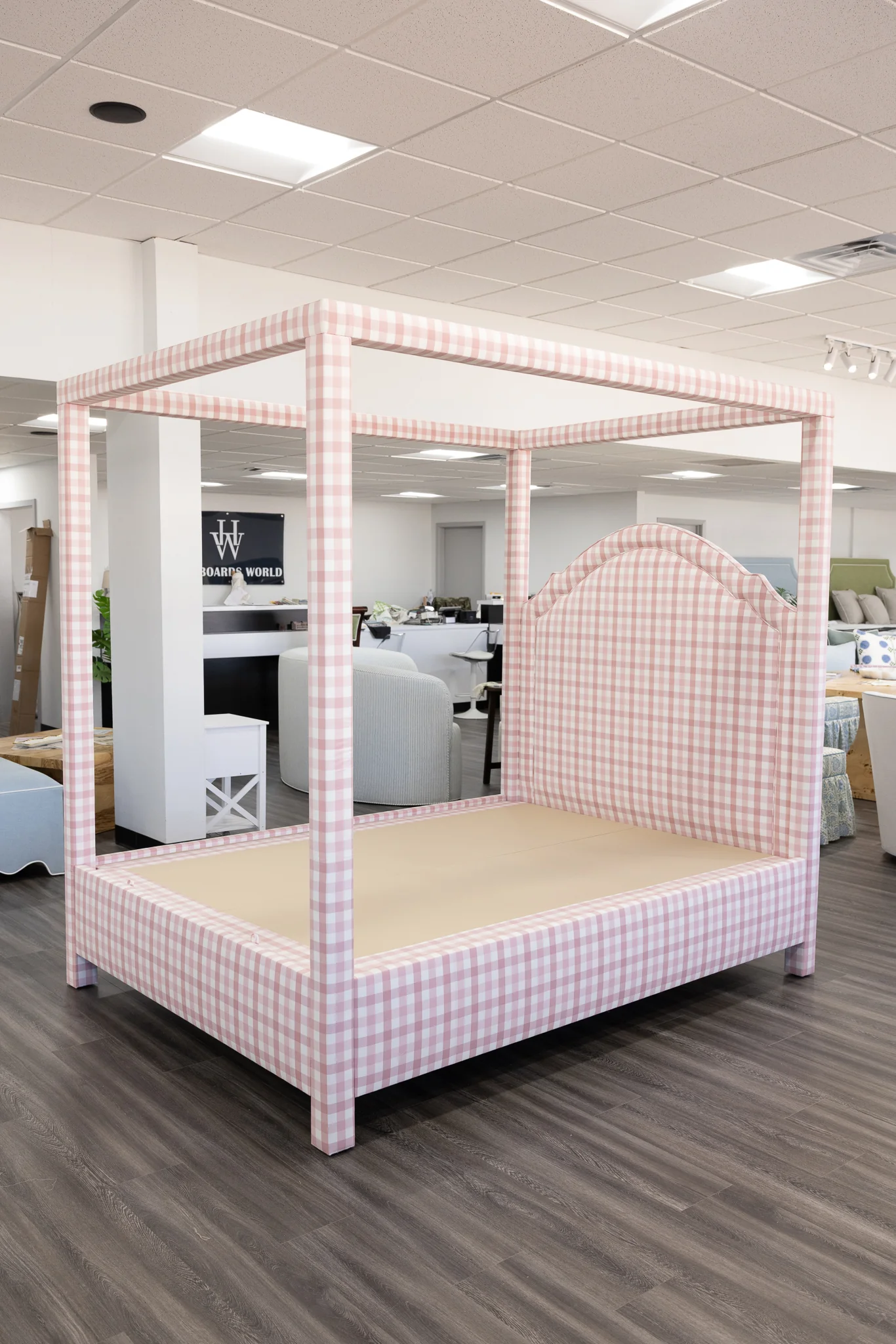 Queen Canopy Bed - Upholstered in Anne French Fabric - Image 8