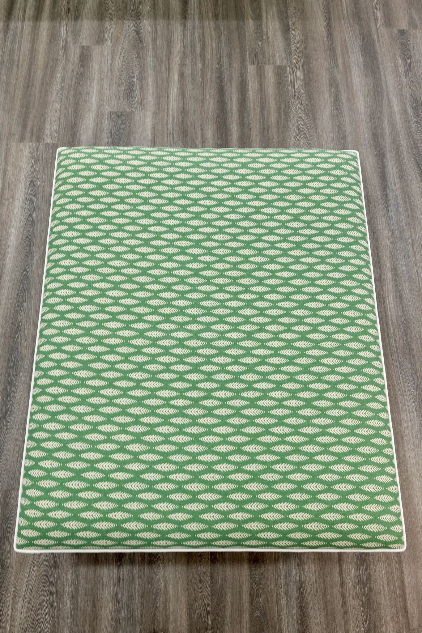 Scalloped ottoman - Floral Green with White Piping - Image 4