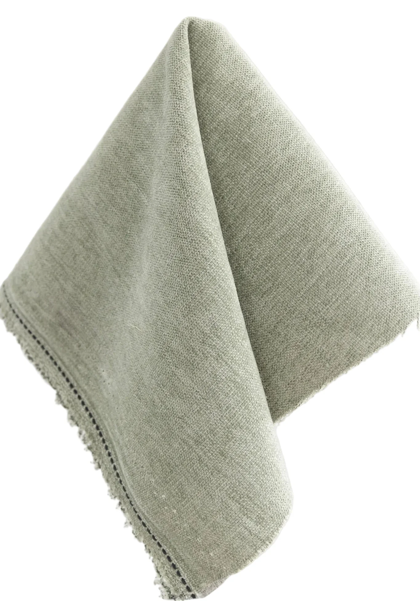 The Addison Queen Upholstered Platform Bed - Crypton Sage Linen Look Fabric - White Trim - Image 3