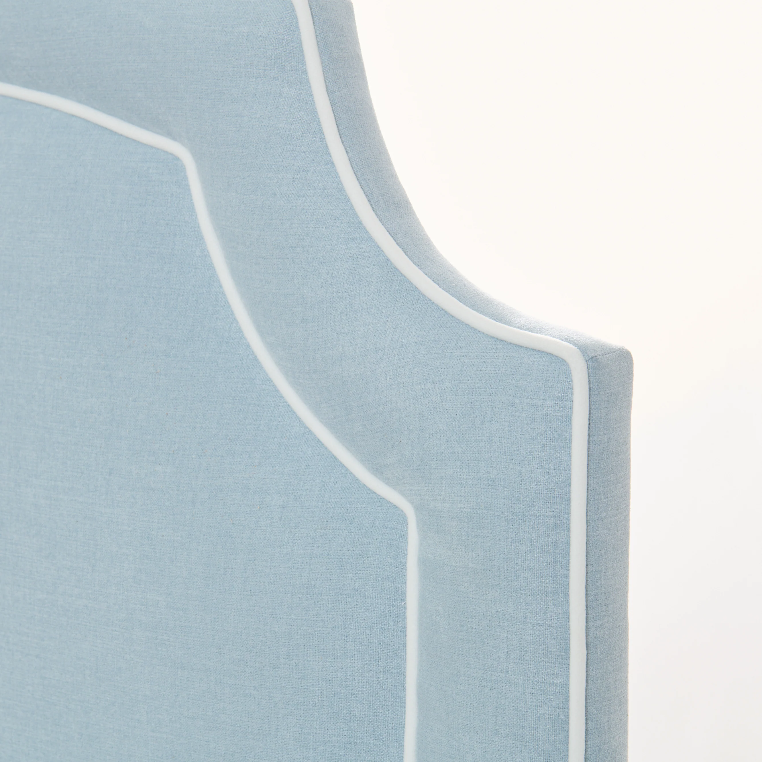 The Aliana Twin Platform Bed in Sky Blue Woven Fabric - White Trim - Image 9